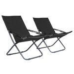 Scaune de plajă pliante, 2 buc., negru, material textil GartenMobel Dekor
