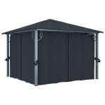 Pavilion cu perdele, antracit, 300 x 300 cm, aluminiu GartenMobel Dekor