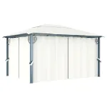 Pavilion cu perdele, crem, 400 x 300 cm, aluminiu GartenMobel Dekor