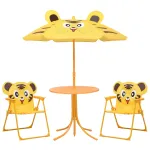 Set bistro de grădină pentru copii, cu umbrelă, 3 piese, galben GartenMobel Dekor