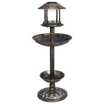 Baie pentru păsări decorativă, cu LED alimentat solar, plastic GartenMobel Dekor