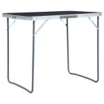 Masă de camping pliabilă cu cadru metalic, gri, 80 x 60 cm GartenMobel Dekor