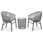 Set mobilier de bistro cu perne, 3 piese, gri, ratan PE GartenMobel Dekor