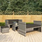 Set mobilier de grădină cu perne, 5 piese, gri, poliratan GartenMobel Dekor