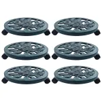 Suporturi de plante cu role, 6 buc., verde, 38 cm, plastic GartenMobel Dekor