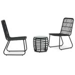 Set mobilier de bistro, 3 piese, negru, poliratan GartenMobel Dekor