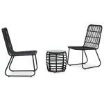 Set mobilier de bistro, 3 piese, negru, poliratan GartenMobel Dekor