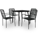 Set mobilier de exterior, 5 piese, negru, frânghie și oțel GartenMobel Dekor