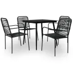 Set mobilier de exterior, 5 piese, negru, frânghie și oțel GartenMobel Dekor