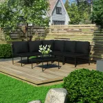 Set mobilier de grădină cu perne, 6 piese, negru, PVC GartenMobel Dekor