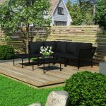 Set mobilier de grădină cu perne, 6 piese, negru, PVC GartenMobel Dekor