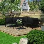 Set mobilier de grădină cu perne, 6 piese, negru, PVC GartenMobel Dekor