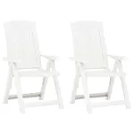 Scaune de grădină rabatabile, 2 buc., alb, plastic  GartenMobel Dekor