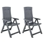 Scaune de grădină rabatabile, 2 buc., antracit, plastic GartenMobel Dekor