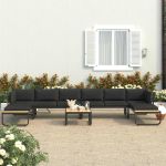 Set canapea de grădină colțar cu perne, 5 piese, aluminiu, WPC GartenMobel Dekor