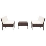 Set canapele de grădină cu perne, 5 piese, maro, poliratan GartenMobel Dekor