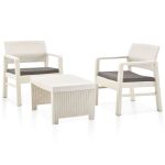 Set mobilier de grădină, 3 piese, alb, plastic GartenMobel Dekor