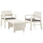 Set mobilier de grădină, 3 piese, alb, plastic GartenMobel Dekor