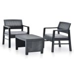 Set mobilier de grădină, 3 piese, antracit, plastic GartenMobel Dekor