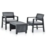 Set mobilier de grădină, 3 piese, antracit, plastic GartenMobel Dekor