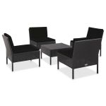 Set mobilier de grădină cu perne, 5 piese, negru, poliratan GartenMobel Dekor