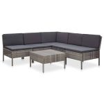 Set mobilier de grădină cu perne, 6 piese, gri, poliratan GartenMobel Dekor