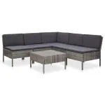 Set mobilier de grădină cu perne, 6 piese, gri, poliratan GartenMobel Dekor