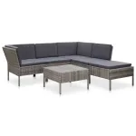 Set mobilier de grădină cu perne, 6 piese, gri, poliratan GartenMobel Dekor