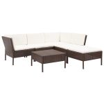 Set mobilier de grădină cu perne, 6 piese, maro, poliratan GartenMobel Dekor