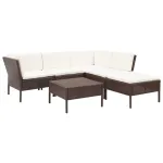 Set mobilier de grădină cu perne, 6 piese, maro, poliratan GartenMobel Dekor