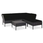 Set mobilier de grădină cu perne, 6 piese, negru, poliratan GartenMobel Dekor