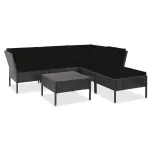 Set mobilier de grădină cu perne, 6 piese, negru, poliratan GartenMobel Dekor