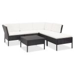Set mobilier de grădină cu perne, 6 piese, negru, poliratan GartenMobel Dekor