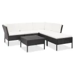 Set mobilier de grădină cu perne, 6 piese, negru, poliratan GartenMobel Dekor