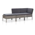 Set mobilier de grădină cu perne, 3 piese, gri, poliratan GartenMobel Dekor