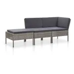 Set mobilier de grădină cu perne, 3 piese, gri, poliratan GartenMobel Dekor