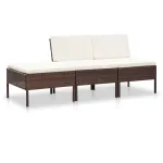 Set mobilier de grădină cu perne, 3 piese, maro, poliratan GartenMobel Dekor