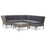Set mobilier de grădină cu perne, 6 piese, gri, poliratan GartenMobel Dekor