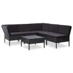 Set mobilier de grădină cu perne, 6 piese, negru, poliratan GartenMobel Dekor