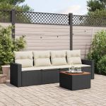 Set mobilier de grădină cu perne, 5 piese, negru, poliratan GartenMobel Dekor