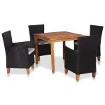 Set mobilier de exterior, 5 piese, negru și maro, poliratan GartenMobel Dekor