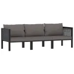 Canapea cu 3 locuri, cu perne, antracit, poliratan GartenMobel Dekor