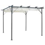 Pergolă cu acoperiș retractabil, alb crem, 3 x 3 m, oțel GartenMobel Dekor