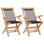 Scaune de grădină pliabile, 2 buc, lemn masiv de tec & frânghie GartenMobel Dekor
