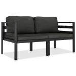 Set mobilier de grădină cu perne, 2 piese, antracit, aluminiu GartenMobel Dekor