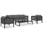 Set mobilier de grădină cu perne, 6 piese, antracit, poliratan GartenMobel Dekor