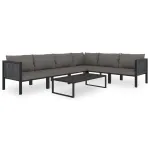 Set mobilier de grădină cu perne, 7 piese, antracit, poliratan GartenMobel Dekor