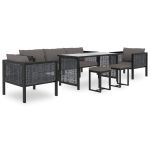Set mobilier de grădină cu perne, 8 piese, antracit, poliratan GartenMobel Dekor