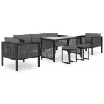 Set mobilier de grădină cu perne, 8 piese, antracit, poliratan GartenMobel Dekor