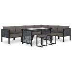 Set mobilier de grădină cu perne, 9 piese, antracit, poliratan GartenMobel Dekor